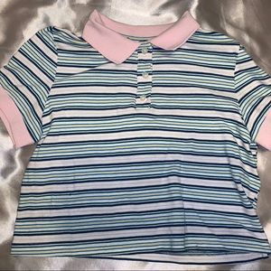 90s Striped Collard Crop Top 🌸🌈